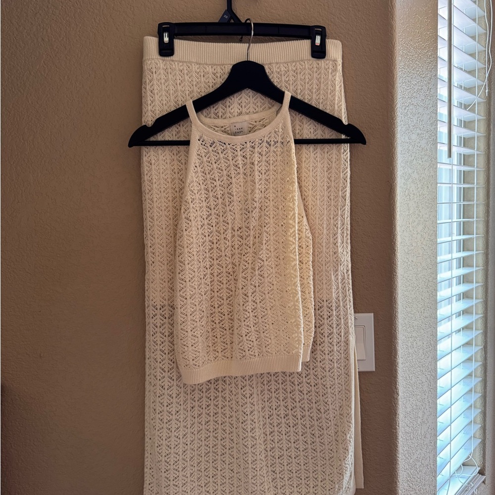 a new day Cream Knit Top and Skirt Set